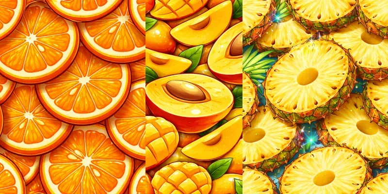 Vibrant Fruit Slice Pattern Illustrations generated by undefined