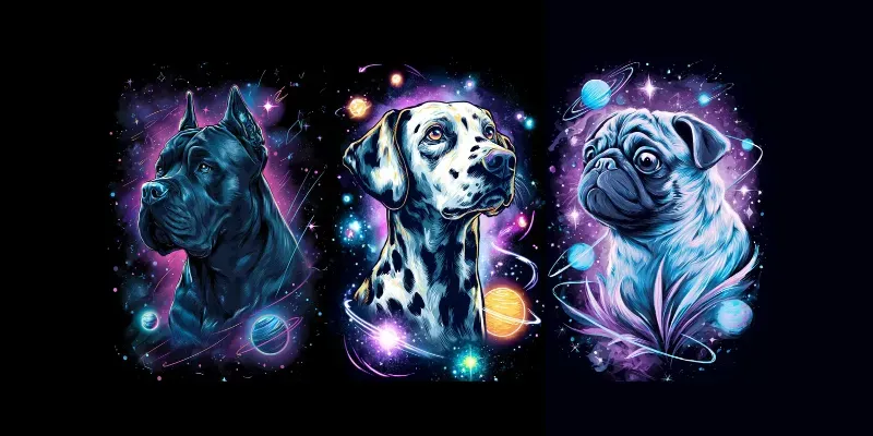 Tshirt Space Dog Fantasies generated by undefined
