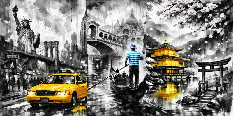 Monochrome City Splashes generated by undefined
