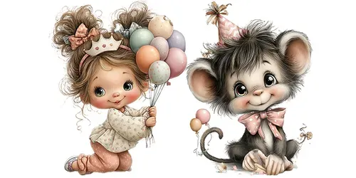 Birthday Character Tshirt Clipart Designs generated by midjourney