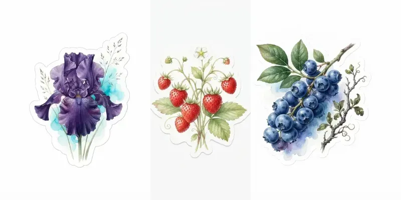 Watercolor Botanical Stickers generated by undefined