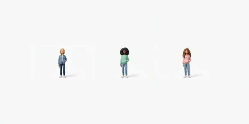 Cute 3D Pastel Female Characters generated by undefined