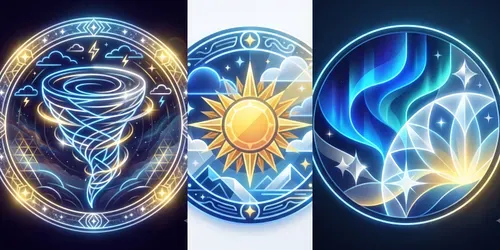 Neon Weather Emblems generated by gemini-image