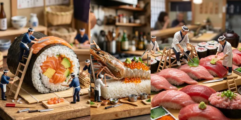 Tiny Sushi Chefs Macro Prompt generated by undefined