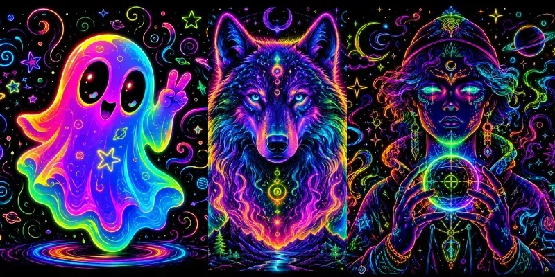 Neon Psychedelic Glow Characters generated by undefined