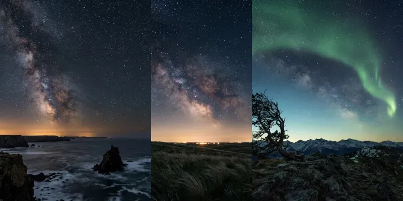 Realistic Night Sky Landscape Photos generated by undefined