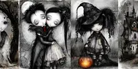 Dark Romantic Halloween Junk Journals midjourney prompt mini thumbnail