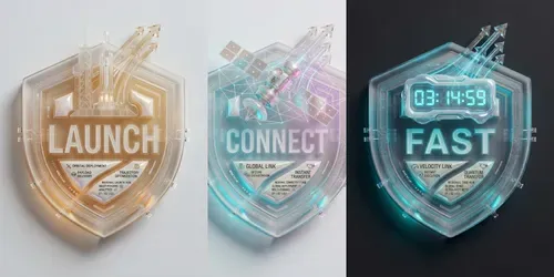 3D Glassmorphic Typographic UI Assets generated by gemini-image
