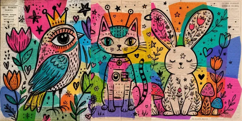Vintage Doodle Newspaper Art generated by undefined