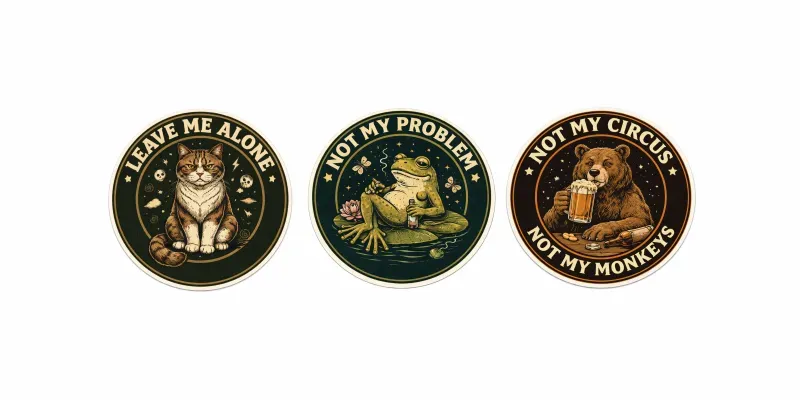 Retro Circle Dark Humor Sticker Art generated by undefined