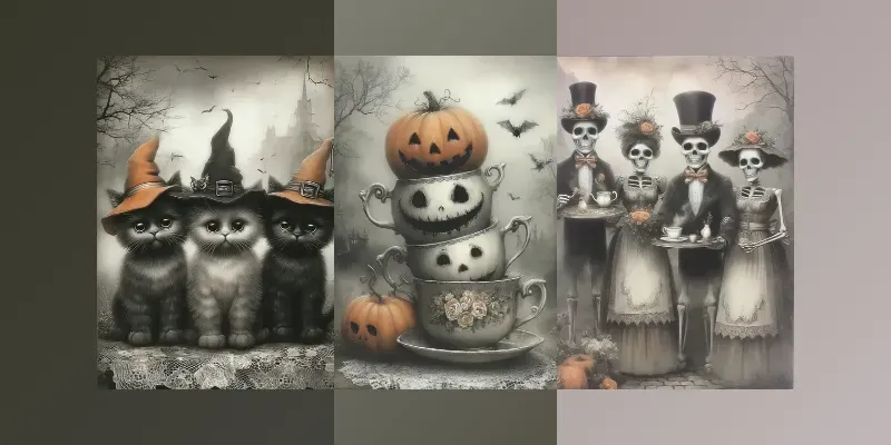 Gothic Halloween Tea Party Junk Journals generated by undefined