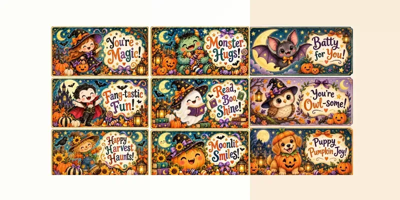 Halloween Lunch Box Cards Mini Notes