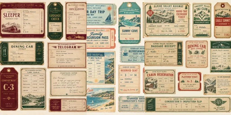 Railway Passenger Ephemera Sheets