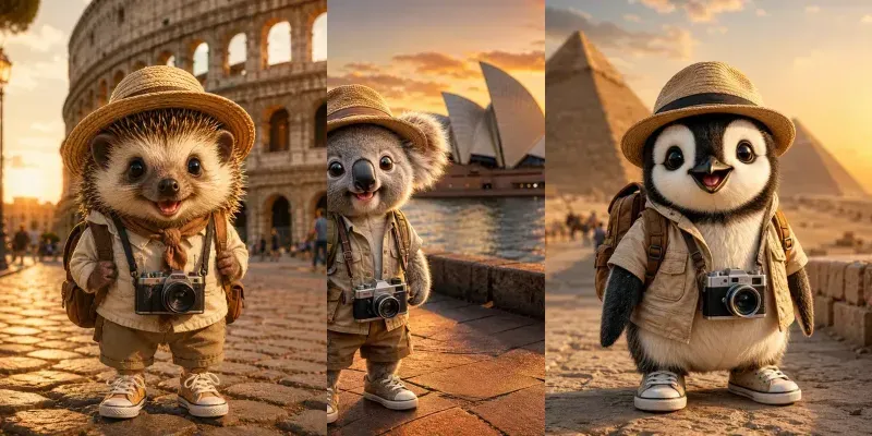 Cute Globetrotting Animal Explorers generated by undefined
