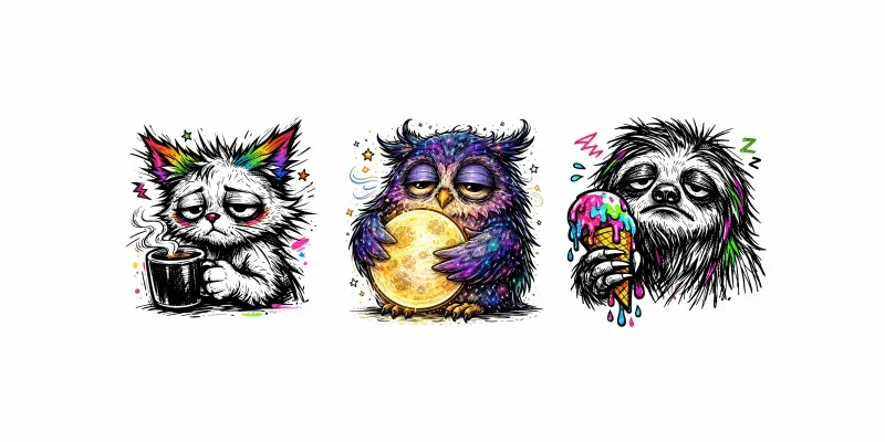 Sleepy Pop Art Animal Illustrations generated by undefined