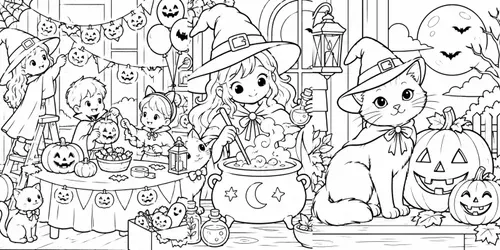 Whimsical Halloween Coloring Book Pages generated by chatgpt-image