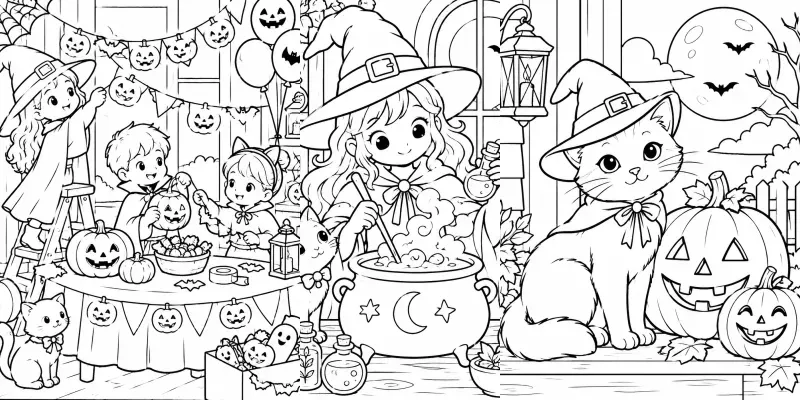 Whimsical Halloween Coloring Book Pages generated by undefined