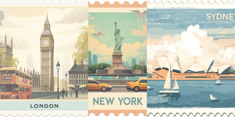 Dreamy Pastel Travel Stamp Collections generated by undefined
