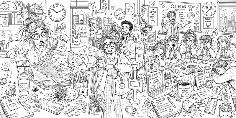 Coffee Chaos Coloring Pages generated by undefined