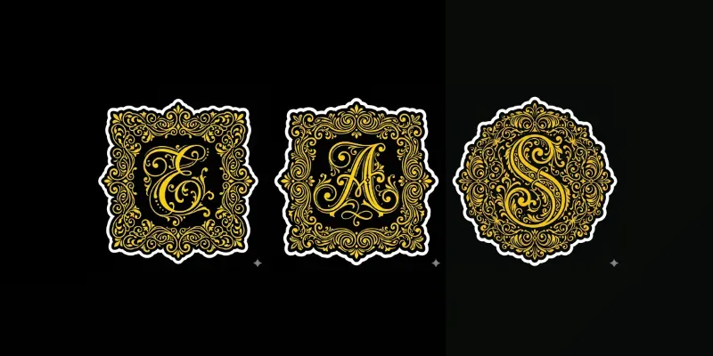 Ornamented Monogram Letter Stickers generated by undefined