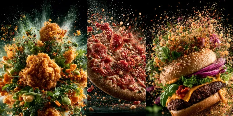 Explosive Gourmet Food Ads generated by undefined