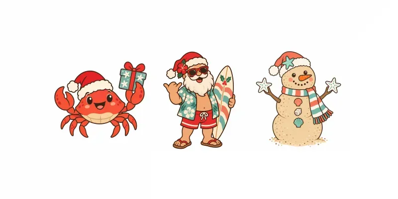 Coastal Christmas Clipart