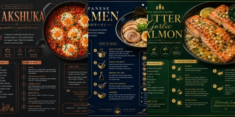 Modern Gourmet Recipe Infographics generated by undefined
