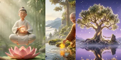3D Inner Peace Buddhist Art generated by gemini-image