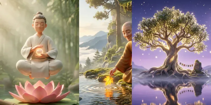 3D Inner Peace Buddhist Art