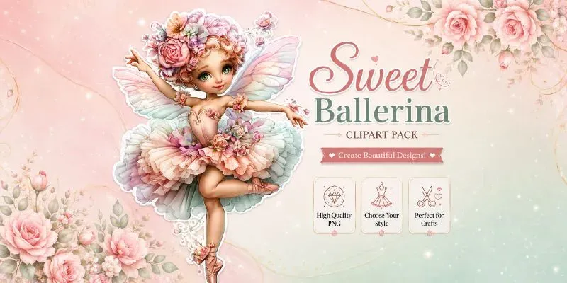 Sweet Ballerina Clipart generated by undefined