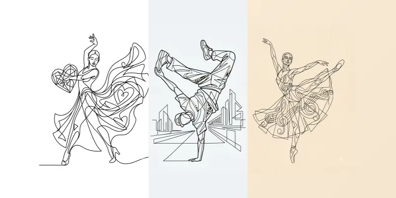 Modern Vector Line Art Dynamic Dancers generated by undefined