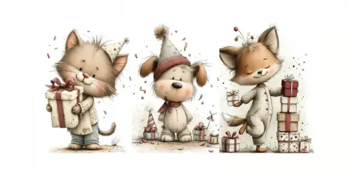 Playful Birthday Animals Minimal Packs generated by midjourney