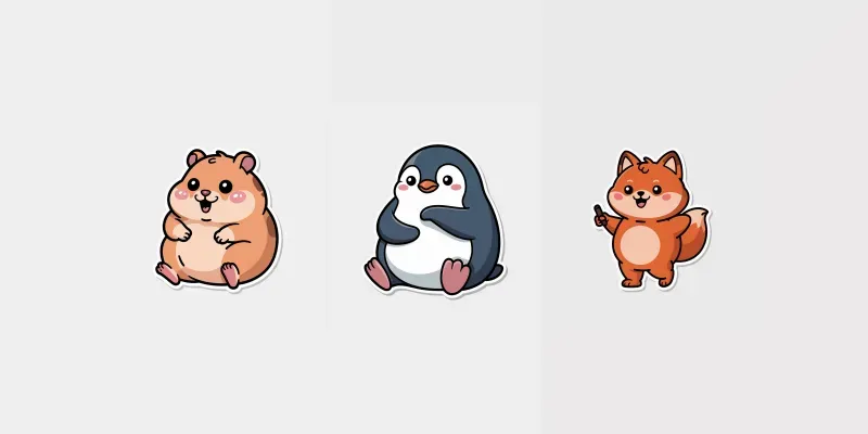 Cute Chubby Animal Sticker Designs