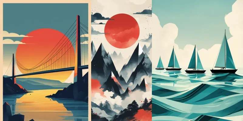 Retro Geometric Landscape Art generated by undefined