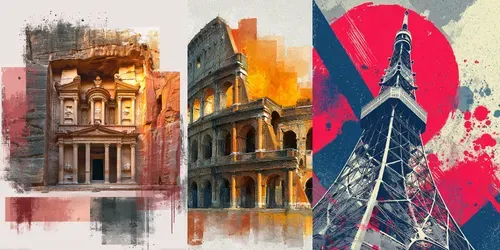 Landmark Travel Art Posters generated by midjourney