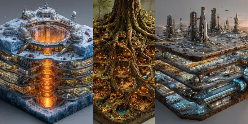 Isometric Layered World Dioramas generated by undefined
