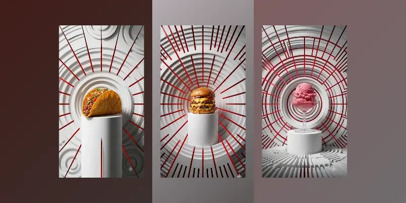 White Radial Slit Crimson Pop Food Stages generated by undefined