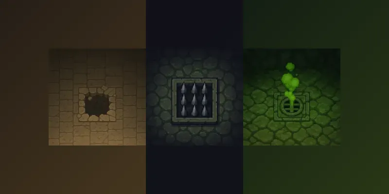 2D Game Dungeon Trap Pixel Showcases generated by undefined