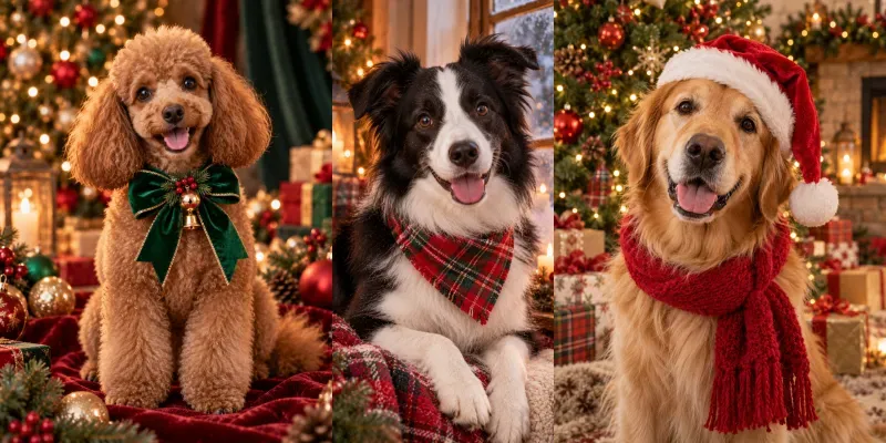 Christmas Dog Portraits generated by undefined
