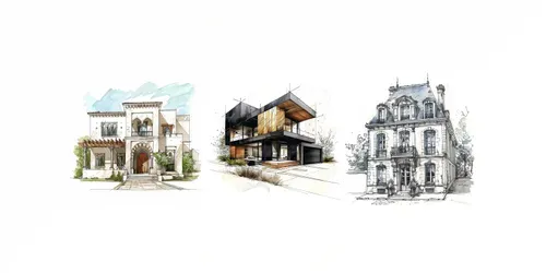 Marker-Style Architectural Sketches generated by midjourney