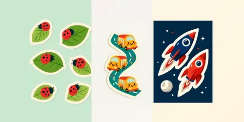 Kawaii Counting Sticker Cards generated by midjourney