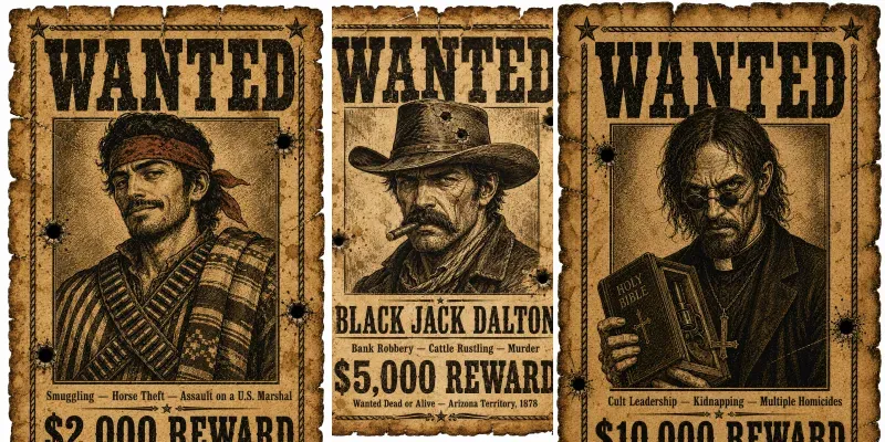Vintage Wild West Wanted Posters generated by undefined