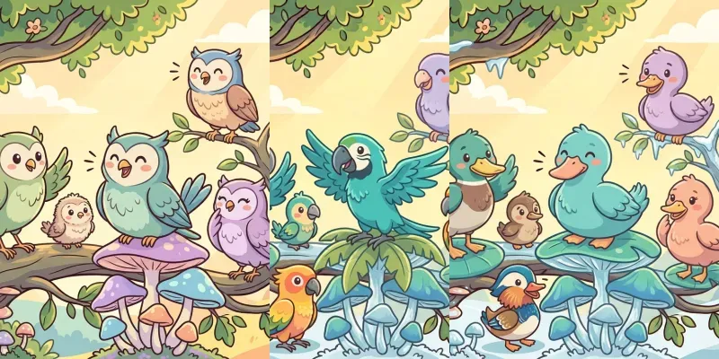 Cute Storybook Bird Vector Cliparts generated by undefined