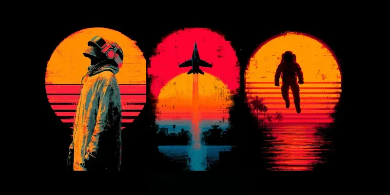 Retro 80s Synthwave Sunset Tshirt Pack generated by undefined