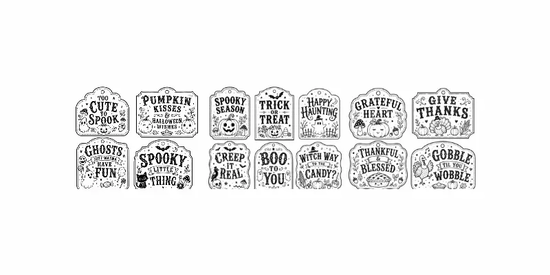 Fall Season Black Contour Tags generated by undefined