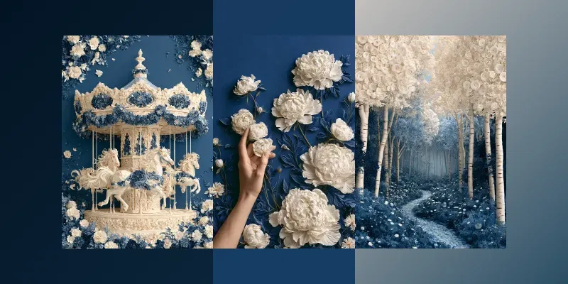 Cobalt Paper Quilling Art generated by undefined