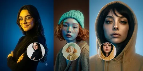 Portrait Neon Studio Lightings generated by gemini-image