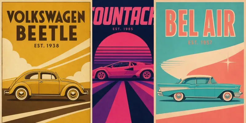 Retro Classic Car Posters generated by undefined