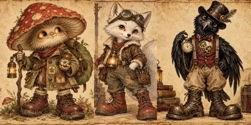 Whimsical Vintage Steampunk Characters generated by chatgpt-image