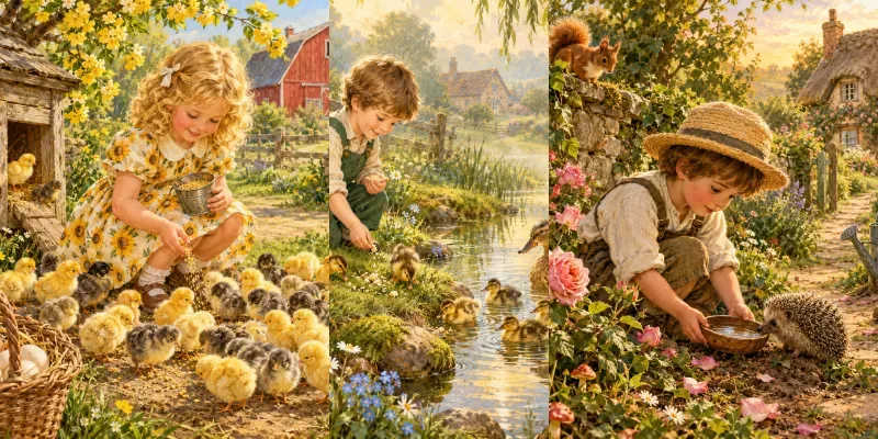 Vintage Farmyard Storybook Art